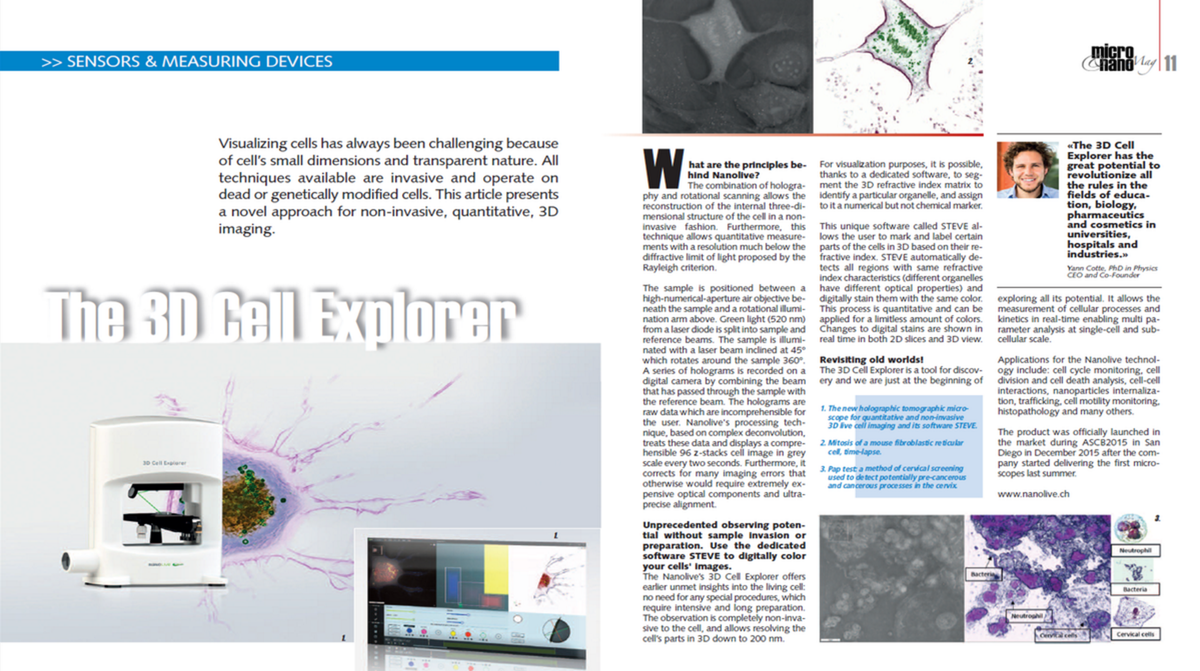 '<a href="/NanoLiveLtd/">Nanolive</a> is on the Micro Nano Magazine (page 10)! goo.gl/gkTBPb <a href="/Micronarc/">Micronarc</a> #microscopy #cells
