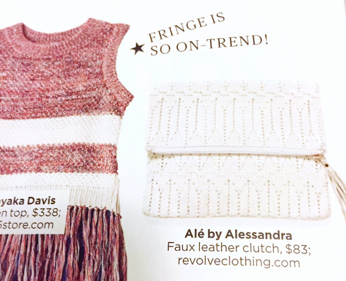 alebyAlessandra's tweet photo. Fringing on trend! @stylewatchmag #alebags La Pluma clutch is back at @revolveclothing: https://t.co/1XMUDSbXG6 https://t.co/Y8ceyXakCF