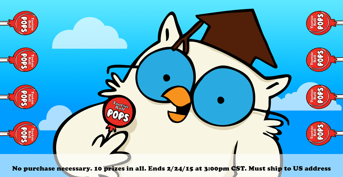 #Follow and #retweet for a chance to win a 100 ct box of Tootsie Pops! 10 winners, ends at 3pm CT. Good luck!