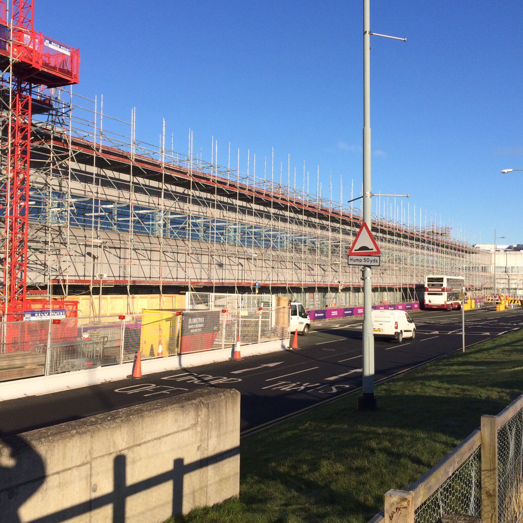 Layher all round scaffolding being erected to another part of Edinburgh airport#projectscaffolding
