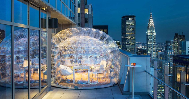 CONTEMPORIST's tweet photo. There's an outdoor bar in a bubble on the rooftop of this New York hotel https://t.co/NPAEyVrLS5

#cocktails #nyc https://t.co/R8zeg8EHPD
