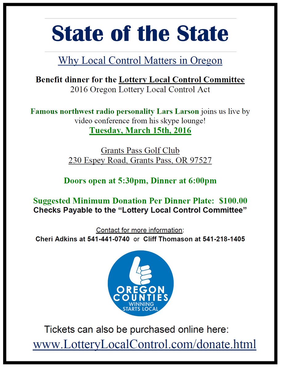 LotteryLocal's tweet image. Join us March 15th for the State of the State dinner!