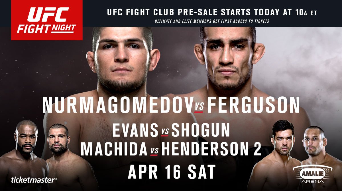 ufc's tweet photo. Tickets for #UFCTampa are on sale now exclusively for @UFCFightClub members!! 👉 https://t.co/oXGbbY9h1l https://t.co/BIaxwrg5pQ