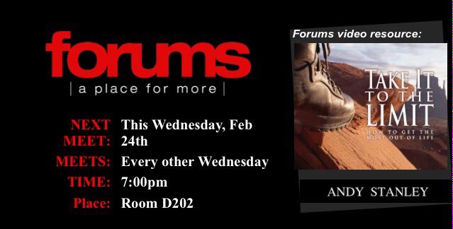 EmbassyHumber's tweet image. Forums is on tonight and we&apos;d love to see you there! #InsightfulDiscussions #Food #GreatCompany #AndyStanley