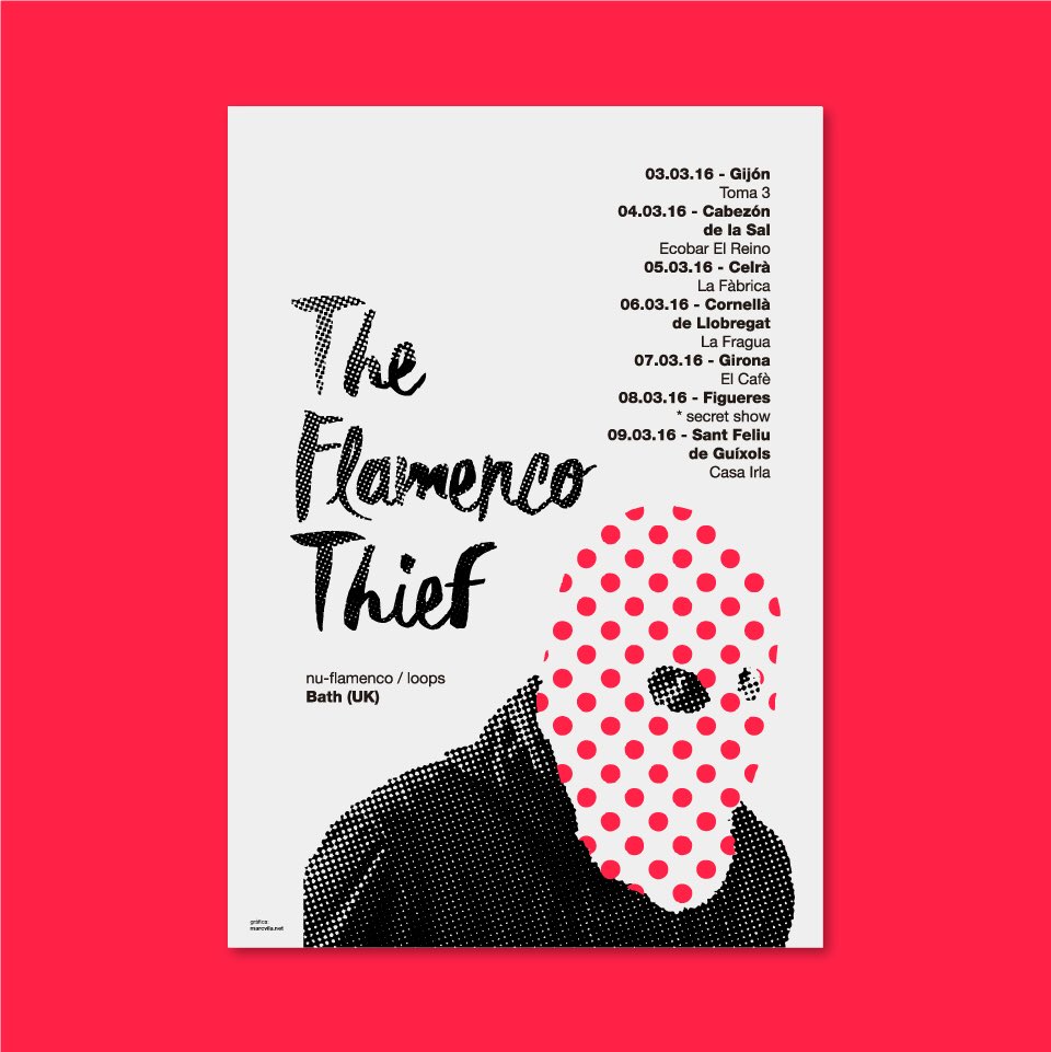 L'últim cartell que hem fet! La gira espanyola de <a href="/FlamencoThief/">The Flamenco Thief</a> 
Nu-Flamenco des del UK!💃