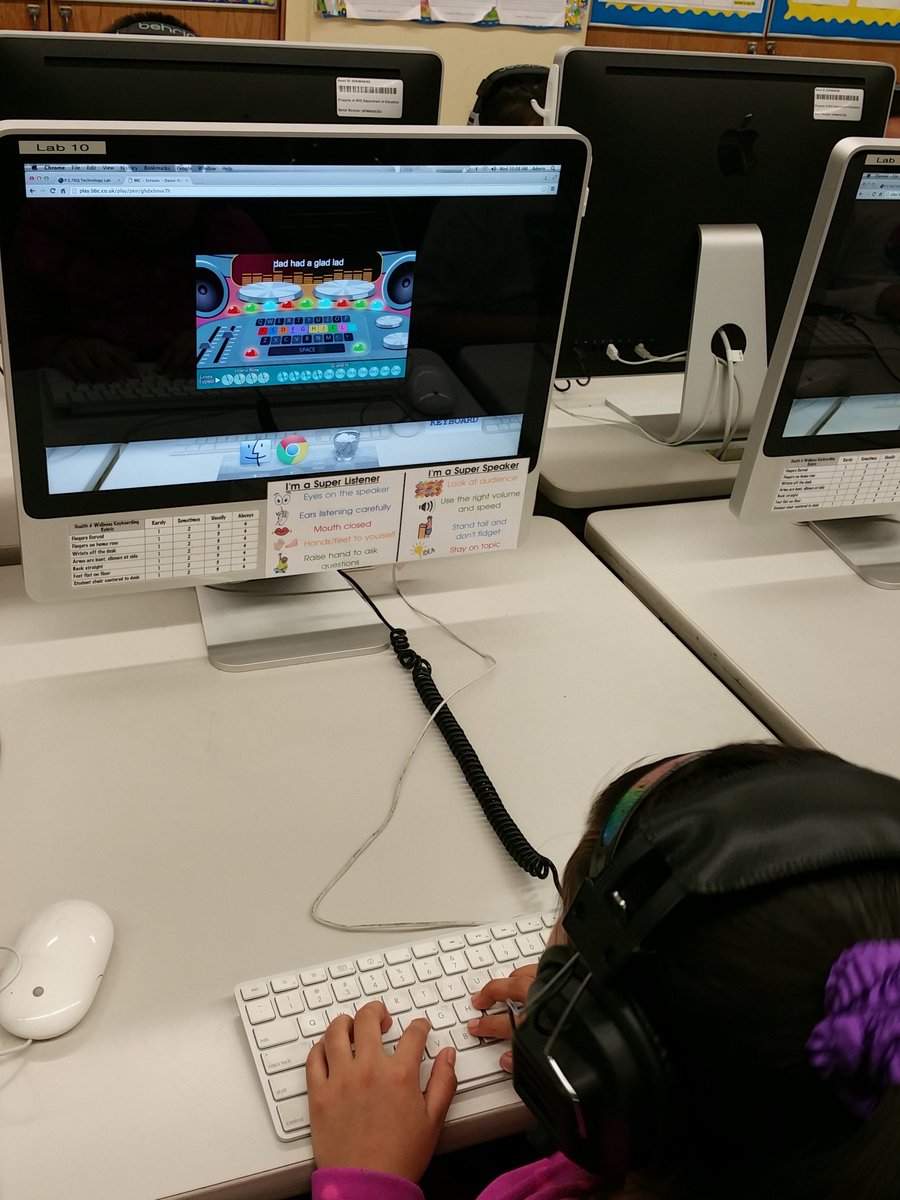 Incredible third graders practicing their keyboarding using BBC Dance Mat Typing!