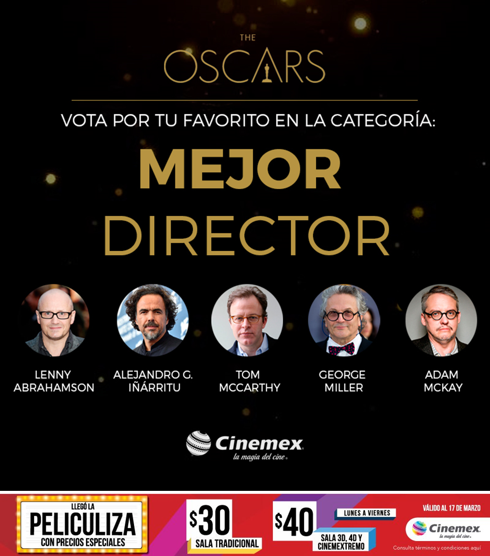 Cinemex's tweet photo. Hoy se eligen tus favoritos para el #Oscar2016 y tenemos PREMIOS para ti.

200 RT y liberamos la encuesta https://t.co/U3xR66sOkX