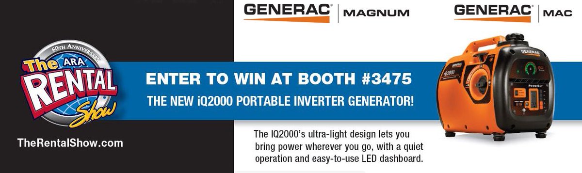 Generac's tweet photo. There's still time to win! @TheRentalShow Swing by Booth #3475, Construction Hall #GeneracMobile #GeneracSwag https://t.co/IUSxYxoljy