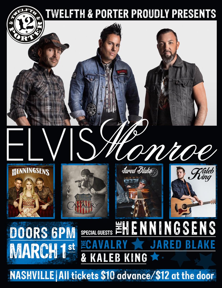 ELVISMonroeBand's tweet photo. Playing Nashville next week w/ @TheHenningsens @jaredblakemusic #thecavalry #kalebking https://t.co/tpWSmCOpzE