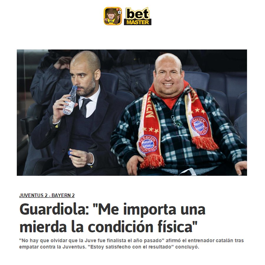 BertoMonkey's tweet image. #Guardiola "Me importa una mierda la condición física"; #Robben j.mp/betMasterApp #BayernMunich #BayernJuve