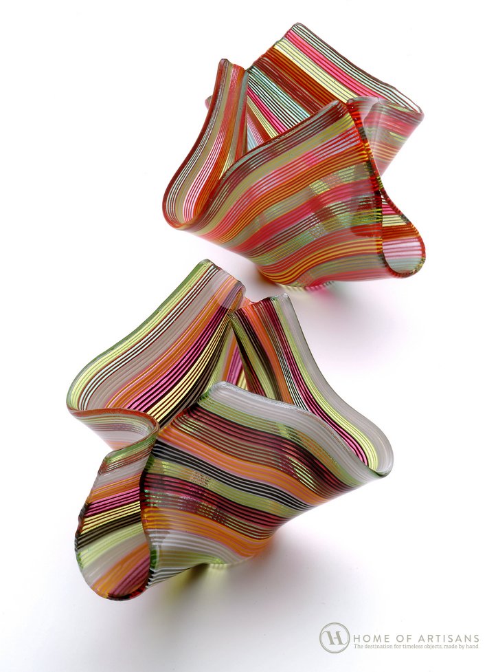 homeofartisans's tweet photo. Micro striped hanky vases #handmade using #fused #glass by artist #AlineJohnson. https://t.co/xWvqNJSA4v #artisan https://t.co/lGqRmbQpTf