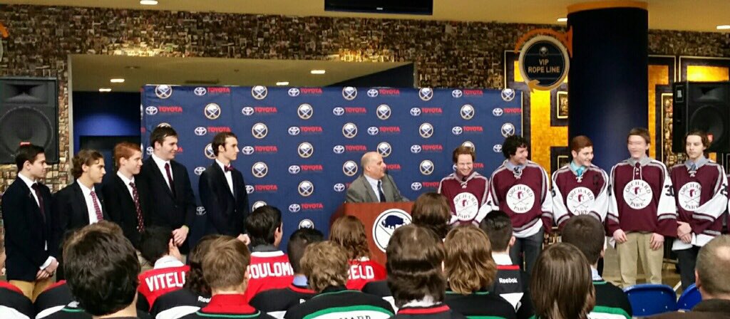 BuffaloSabres's tweet photo. Good luck Starpoint, Depew, OP, St. Joe's, Iroquois &amp; Olean on Sunday at @FirstNiagaraCtr! https://t.co/AykTPPqVfX https://t.co/Uboyhl1aNh
