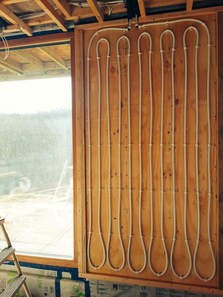 GoGreenEngineer's tweet photo. Bespoke @UponorUK #wallheating system installed into a #passivhaus in #devon. @galeandsnowden @BARCarchitects #mvhr https://t.co/iDme9X2cJj