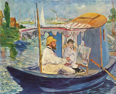 arteneaUCM's tweet photo. #Descubrelaobra de Édouard MANET (1832-1883) "Monet pintando en su barco taller" 1874, Impresionismo https://t.co/0JXOih4sik