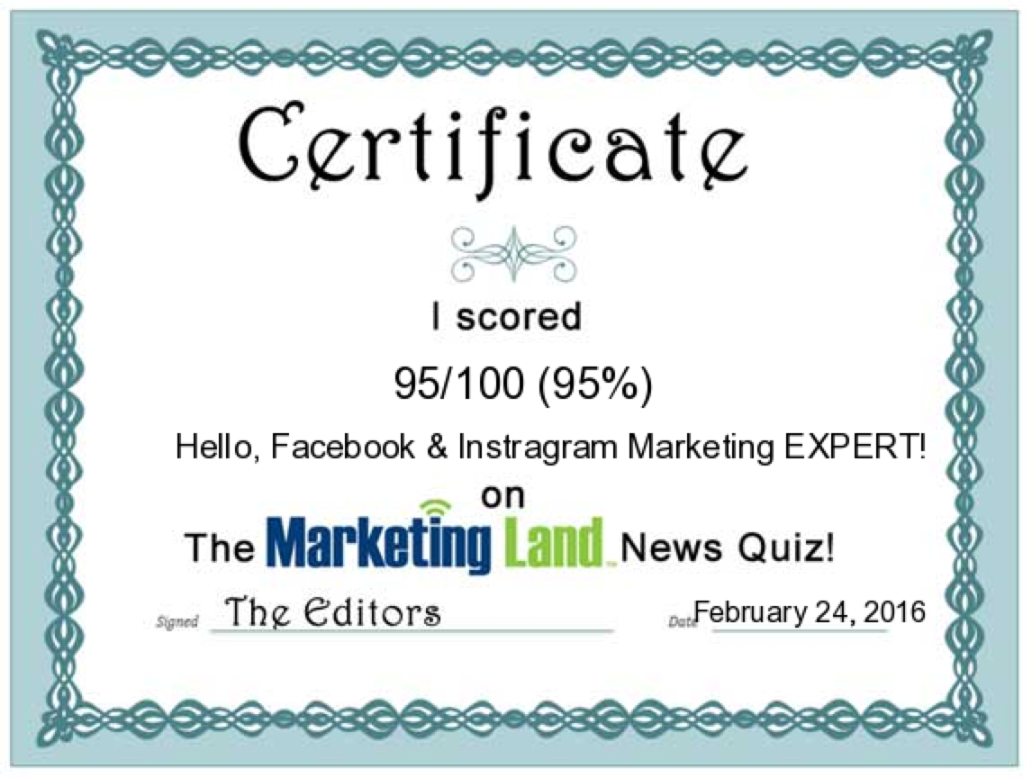 MarcieMichigan's tweet image. SMMLevel: Expert. Take the @MarketingLand quiz and find your score! marketingland.com/?p=150686 #MLquiz