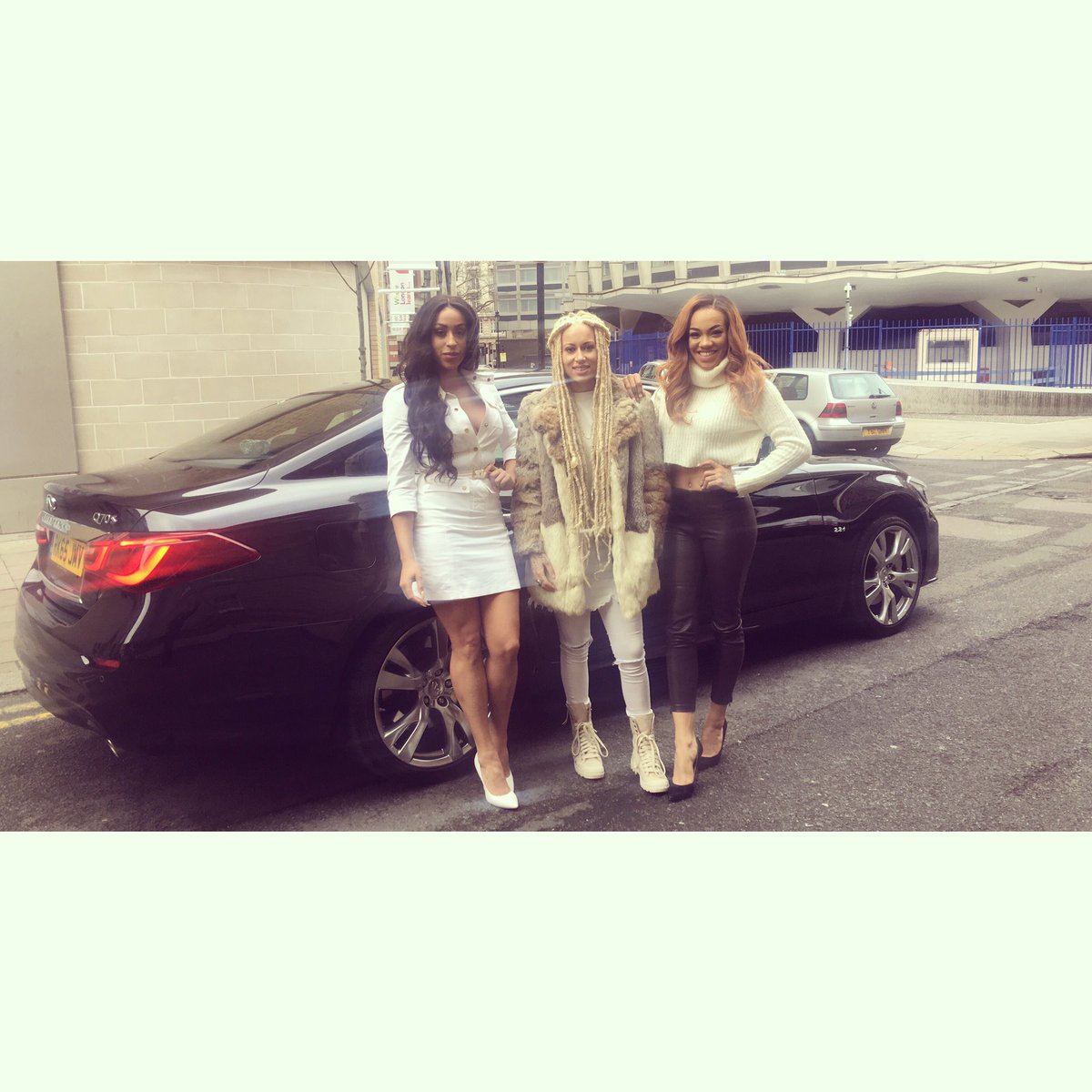 Stooshe's tweet photo. Loved #LFW!! Thank you @InfinitiUK our favourite form of transport ❤️ Now back to work in the studioooo! Kx https://t.co/41t73MdSyo