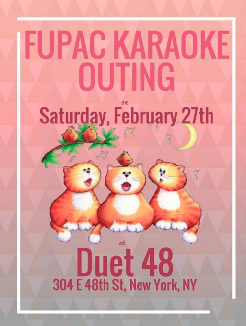 fordhamfupac's tweet photo. Sing along to some classics with us. Come to our karaoke outing!
RSVP ASAP, please.
https://t.co/isAqTdJKrH https://t.co/wH4pFmWAzc
