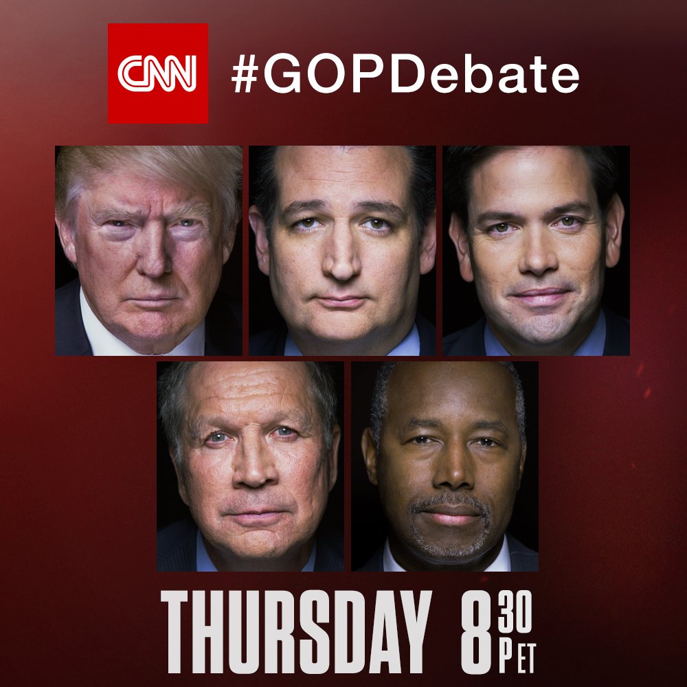The stakes are high. 5 Republican candidates, 1 stage and 1 unpredictable night.  #GOPDebate cnn.it/1KKBVIp