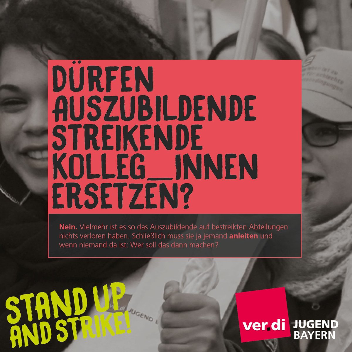 Verdijugendby's tweet photo. Azubis ausbilden statt ausbeuten! #besserunbequem https://t.co/07YtaBjoed
