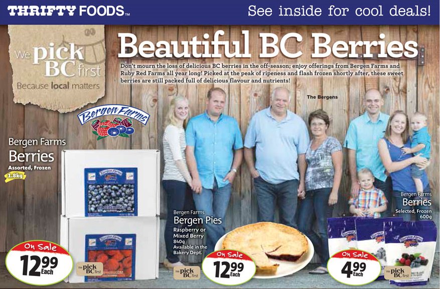 BergenFarms's tweet photo. Save big this week on our whole berry pies and frozen berries @ThriftyFoods.  All guaranteed to be grown in BC. https://t.co/QeNzKF57Af