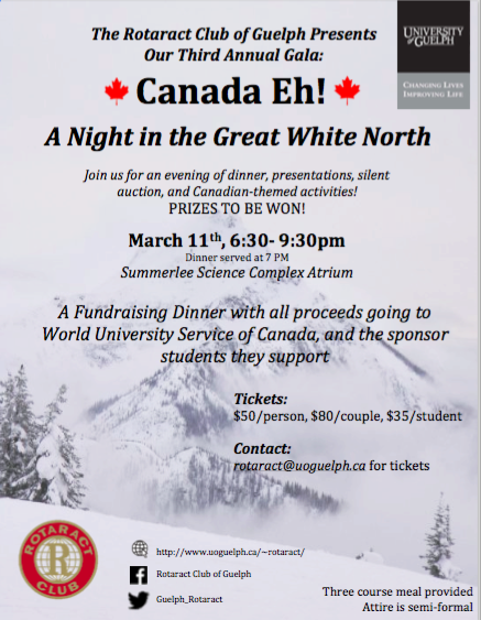 Rotaract Club Guelph (@guelph_rotaract) on Twitter photo Tickets are selling fast for our Gala supporting Syrian Refugee students at Guelph! Buy yours now! #RotaractCares Tickets are selling fast for our Gala supporting Syrian Refugee students at Guelph! Buy yours now! #RotaractCares