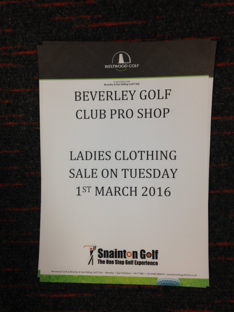 Don't miss our huge ladies golf sale on Tuesday 1st March. 8:00am until 5:00pm. <a href="/beverleygolf/">Beverley & East Riding Golf Club</a>