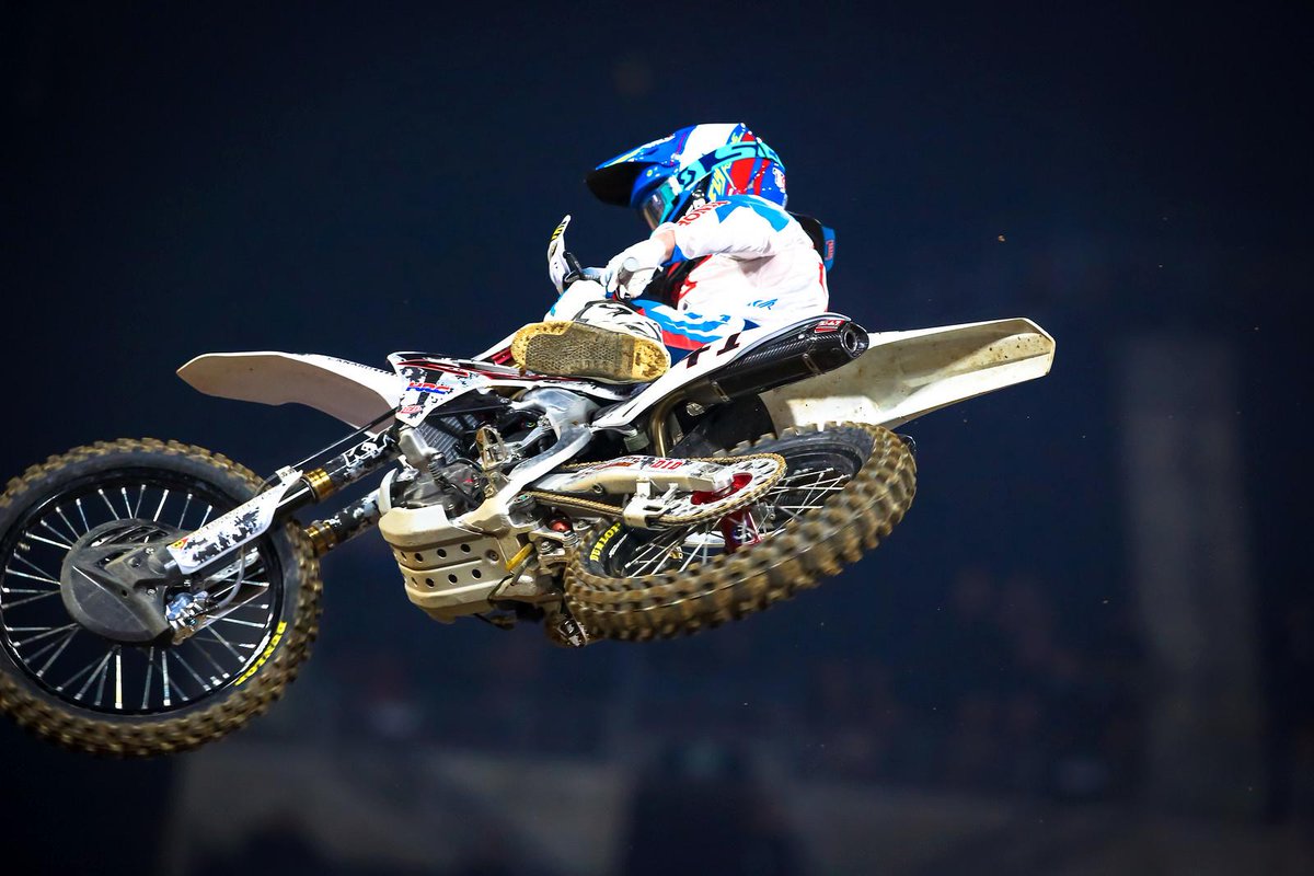SupercrossLIVE's tweet photo. . @TreyCanard was fast aboard his white military theme HRC Honda 450 in San Diego. #WhipitWednesday #SupercrossLIVE https://t.co/WS8hENSgLb