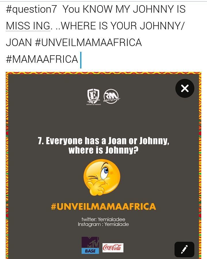 fameafrica's tweet image. By @yemialadee Enough about me!!!Where is your johnny?  #question7  #UNVEILMAMAAFRICA @eff… instagram.com/p/BB4tj86gv2m/