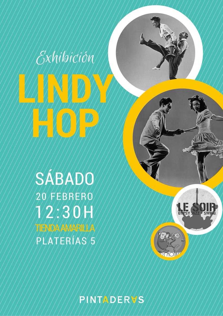 pintaderasnew's tweet photo. Este #sábado nos moveremos todos a ritmo de #swing en nuestra #tiendamarilla #lindyhop #Valladolid #planfindesemana https://t.co/dvmoTzLlz6