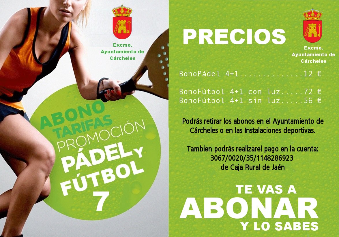 Nuevas tarifas con beneficios para los abonados al deporte en Cárcheles <a href="/carchelespadel/">Cárcheles Pádel Club</a> <a href="/ADLosviernes/">AD Los Viernes</a> <a href="/CarchelesF/">Carcheles FS</a>
