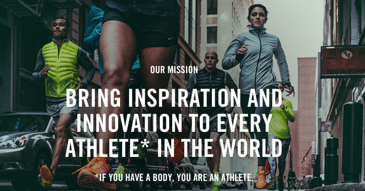 Steil Oneerlijk herten The Social Story on Twitter: "Nike's mission statement, *If you have a  body, you're an athlete. #branding #Nike #justdoit #DigitalMarketing  https://t.co/CcbPDPWN7G" / Twitter