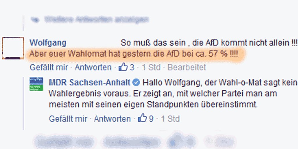 Wolfgang wundert sich: "Beim Wahlomat hatte die AfD gestern noch 57 Prozent!" #ltwlsa