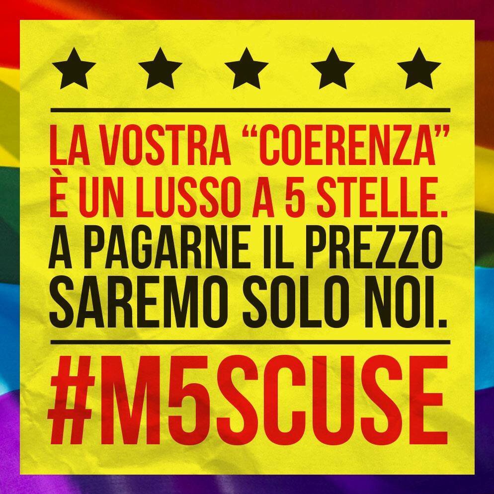 LimoniCatodici's tweet photo. La vostra in-coerenza è un lusso a 5 stelle. Ridicoli @Mov5Stelle 👏🏻#M5SCUSE https://t.co/AqYDTVv9WM