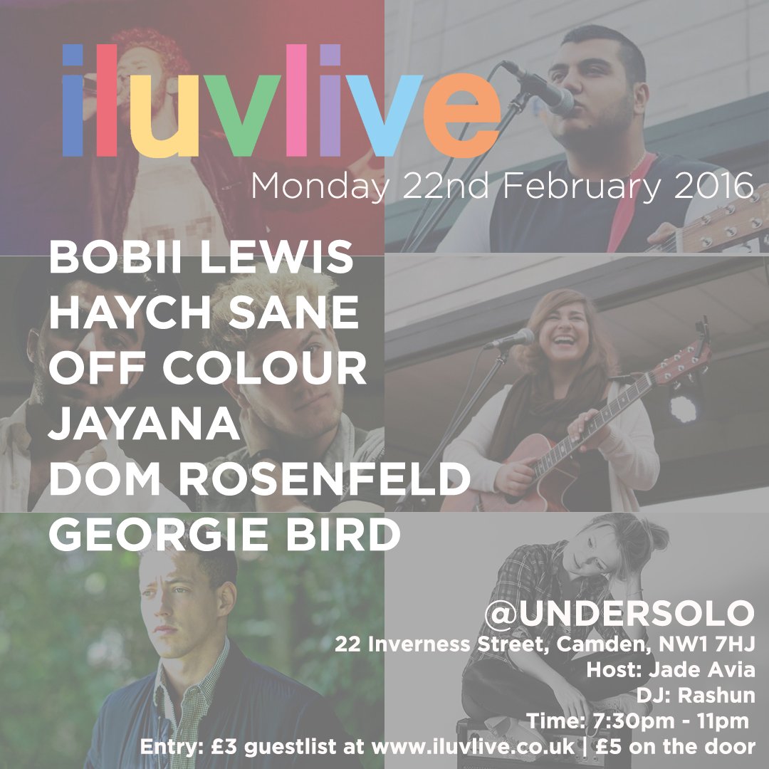 This Monday! <a href="/BobiiLewis/">Bobii Lewis</a> @HaychSaneMusic <a href="/Off_Colour/">Off Colour</a> <a href="/JAYANAUK/">JAYANA</a> <a href="/domrosenfeld/">Dom Rosenfeld</a> @gbirdmusic bit.ly/1PzEz2n