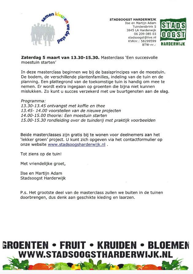 eetbaargroen's tweet photo. Lekker Groen deelnemers! @Stadsoogst organiseert ism @gemharderwijk masterclasses. Info: stadsoogstharderwijk.nl https://t.co/9oaChm2ftA