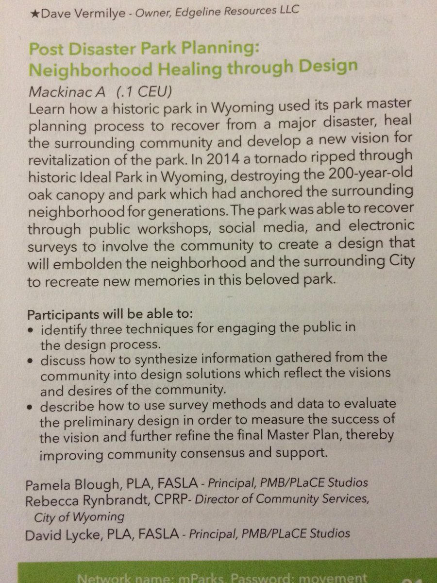 RRynbrandt's tweet image. ☀️GM #mparks2016! Will I see you at my session? #disasterrecovery #parkdevelopment #grief