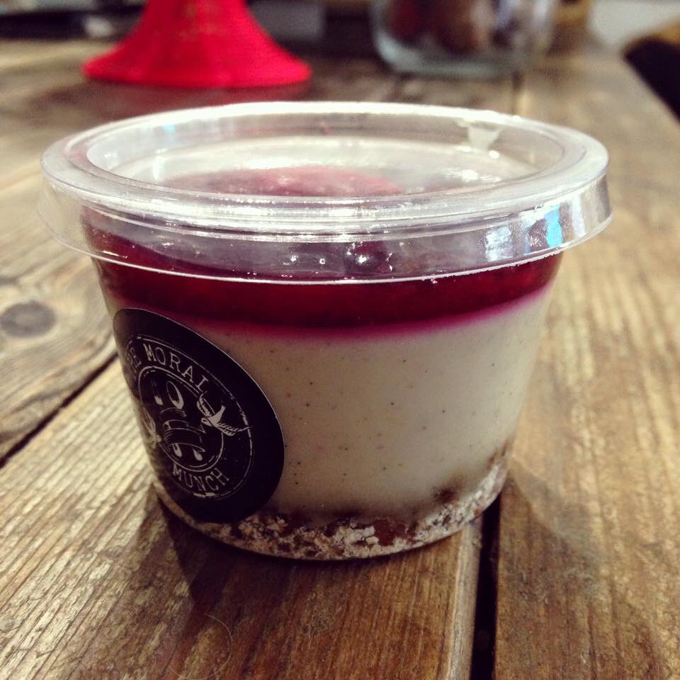 We've got special little pots of raw vanilla &amp; berry cheesecakes to perk you up mid week! #vegan #dessert #yum #pud
