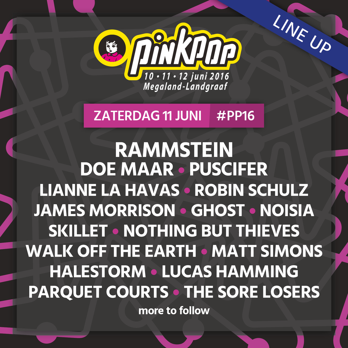 Zaterdag 11 juni #PP16 lineup: