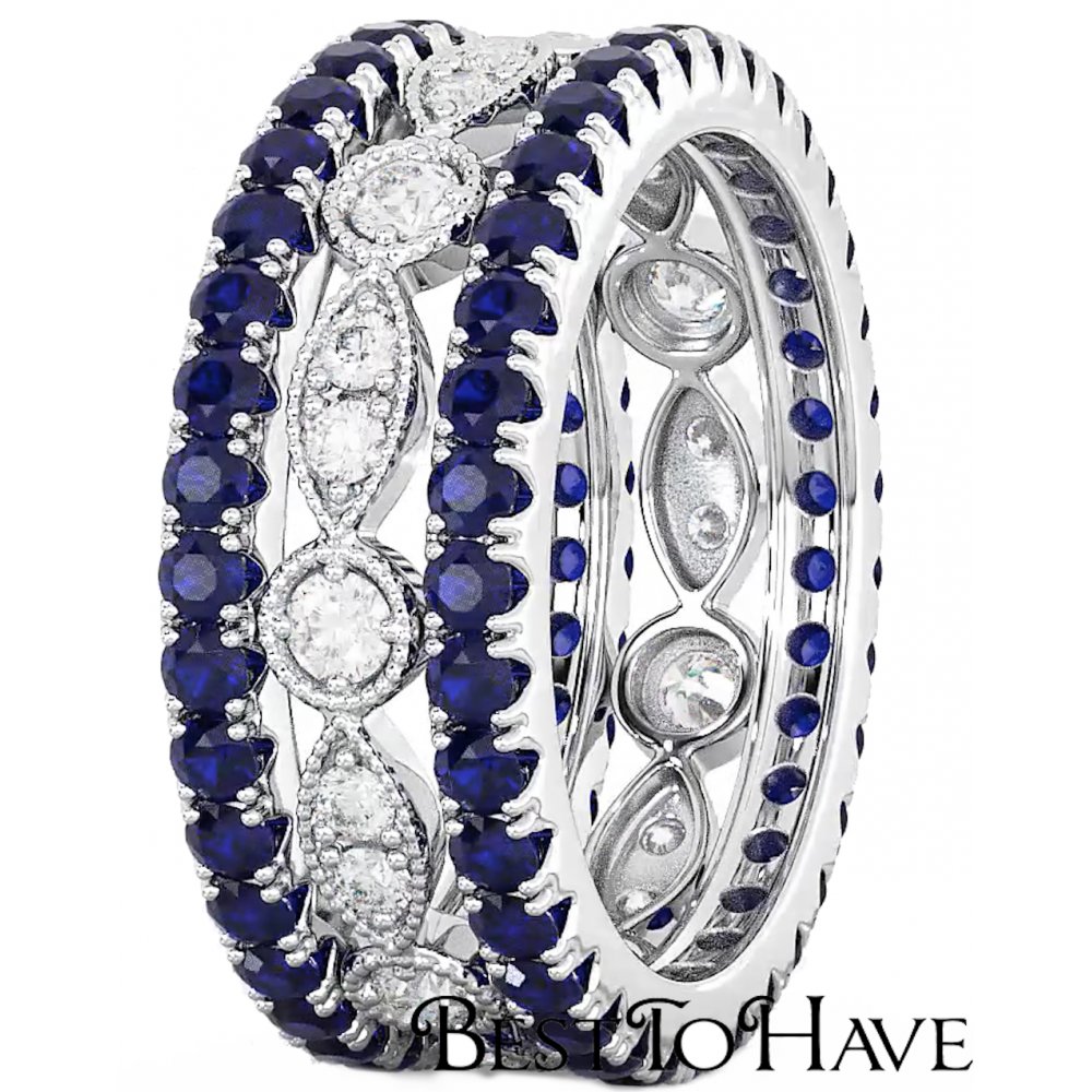 besttohave's tweet image. #midweekpick #lovewednesdays Unique 3-PIECE Simulated Blue Sapphire Eternity Ring Set! Stunningly gorgeous!
