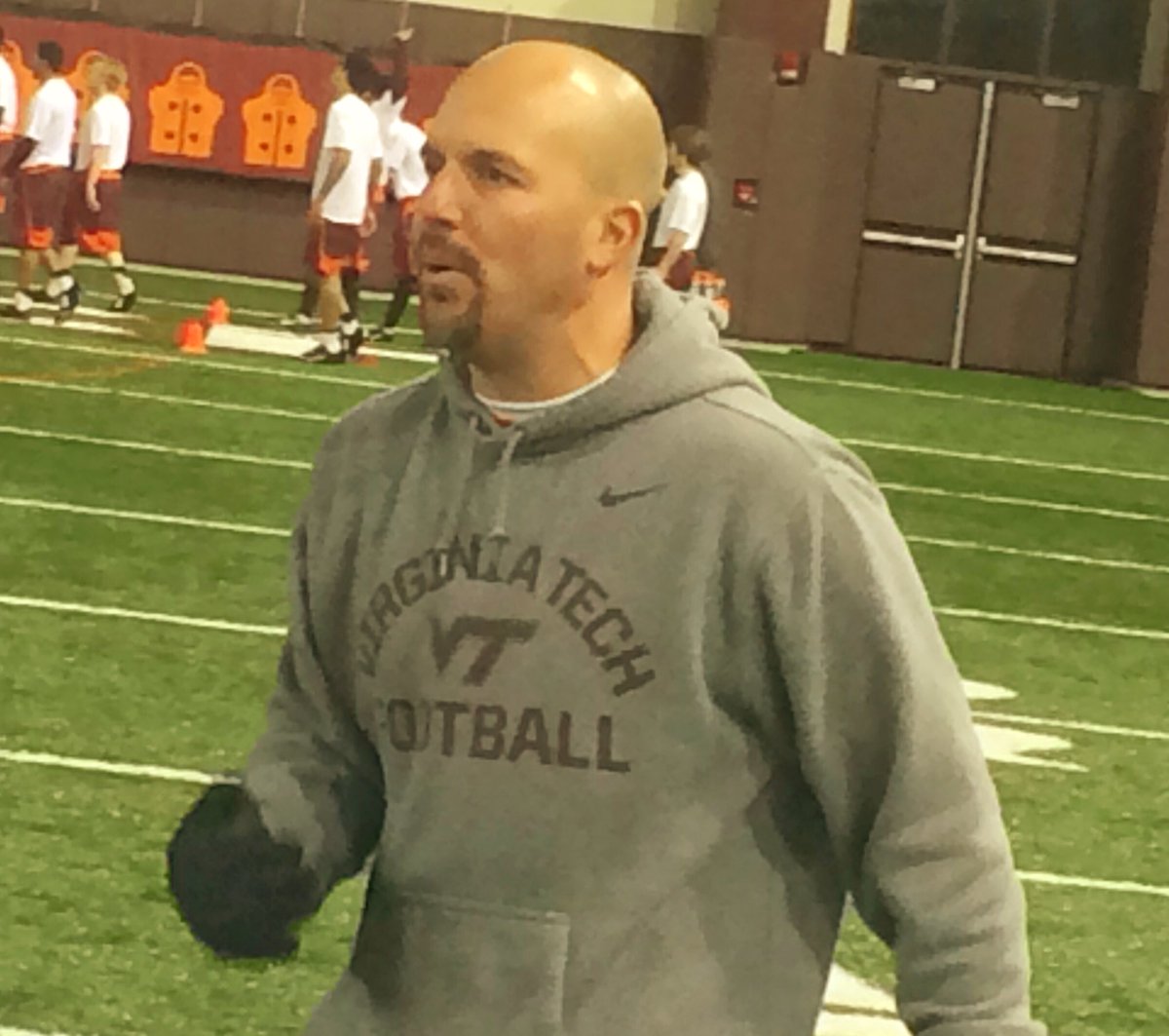 HokiesFB's tweet photo. Our coaches were sweating this morning, too! 

#Hokies https://t.co/zxqYw9X6Mo