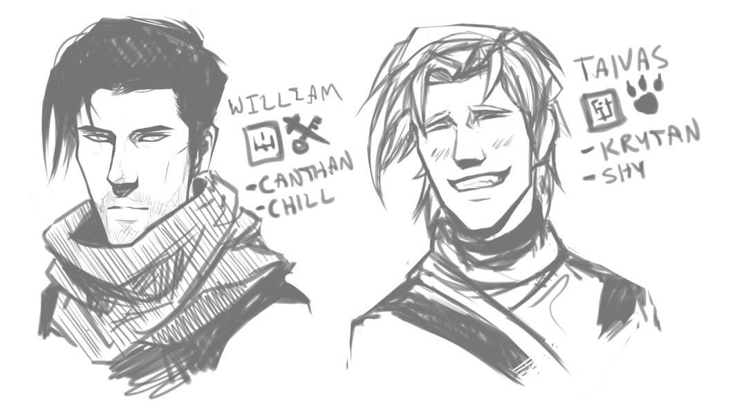 2/4 sketches of the gw2 boys, also more star wars crap (forgive me lord lmfao) 