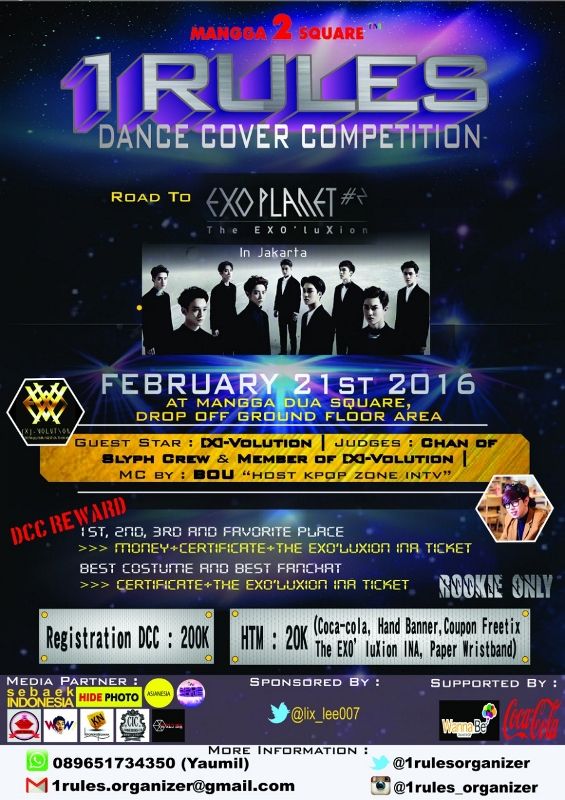 《SCHEDULE》21 FEB'16 [X]-VOLUTION As Guest On "ROAD TO EXO'LUXION IN JKT" At Mangga 2 Square | Info: <a href="/1rulesorganizer/">1rules Organizer</a>