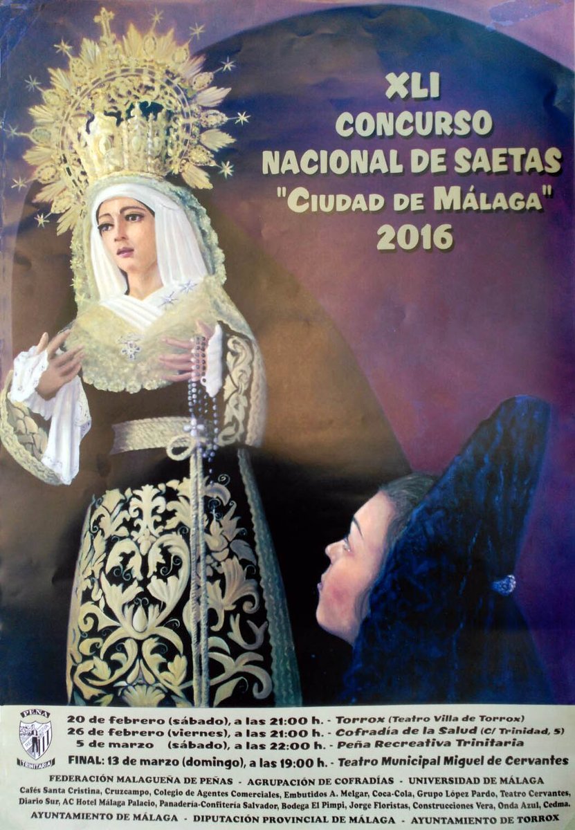CulturaTorrox's tweet photo. 20 de febrero  Teatro "Villa de Torrox"  XLI Concurso Nacional de Saetas "Ciudad DE Málaga" #torrox #elmorche https://t.co/KZ902Cr5ns