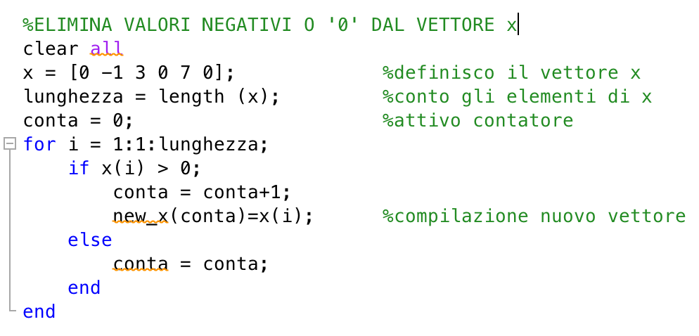 g_venturini's tweet photo. Codice #MataLab che elimina valori #zero da un vettore. https://t.co/UYosW831v5