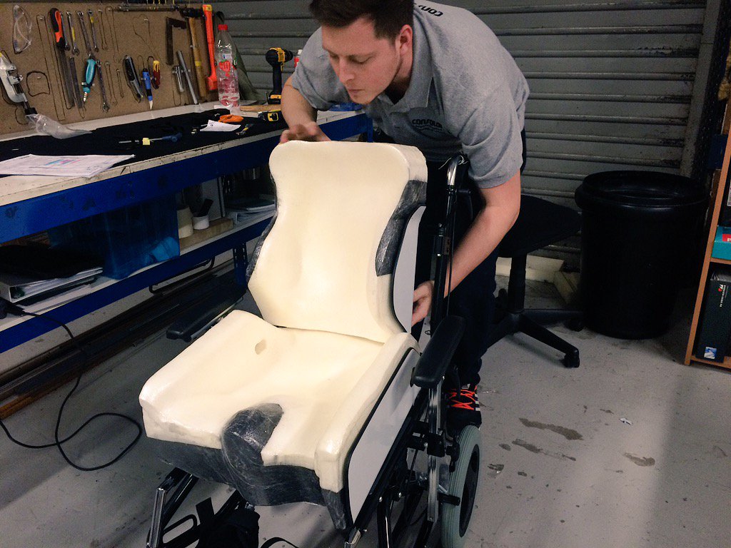 ConsolorLtd's tweet photo. Day 3: Set up of carved foam seat and upholster. https://t.co/vNiOQOPaoG