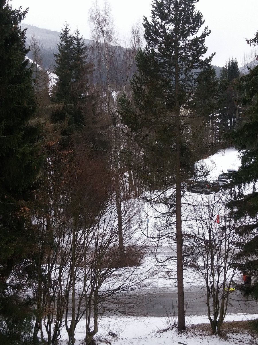 Aktuálně ze Špindlu...ráno pod nulou, luxusní lyžovačka na krásné utažený sjezdovce, v 10 silné sněžení a teď? Leje😫