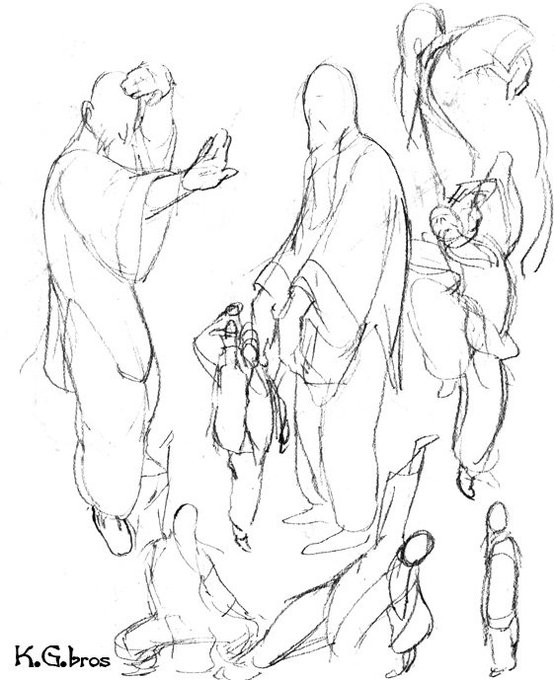 創作に役立つ落書き。
デザインの次は、キャラクターの動きを想像したものです。
以下はオイラが「包老師(パオ老師)」と呼んでいる
功夫のおじいさんです。
動きを想像して書くのは楽しいですね。
ま、エロ漫画にはだしませんがw 