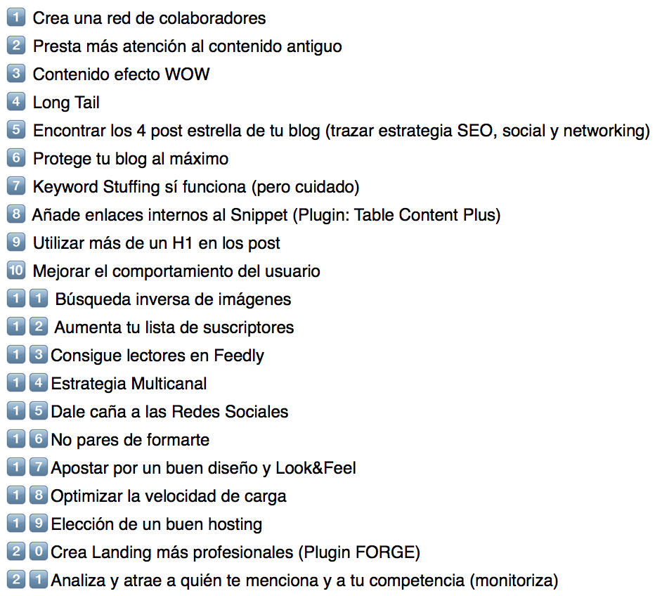 RubenManez's tweet photo. 2️⃣1️⃣ Mega Acciones IMPRESCINDIBLES para tener un #blog de éxito por @miguelfloro de @marketingandweb 

#AmoSM2016 https://t.co/XUCE9vh3Dm