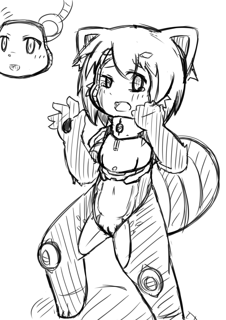 今更感ありますが個人的に大好きな矢筈さんのレッサーパンダメスケモスーツ…を描き上げたかったけど今日はラフということでひとつ… 