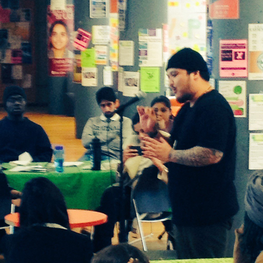lifeatnew's tweet photo. "The best way to build empathy is through story!" - @Patrick_deBelen w/ the #StudentVoiceProject @ @NewCollegeUofT https://t.co/hcR5IL33eS